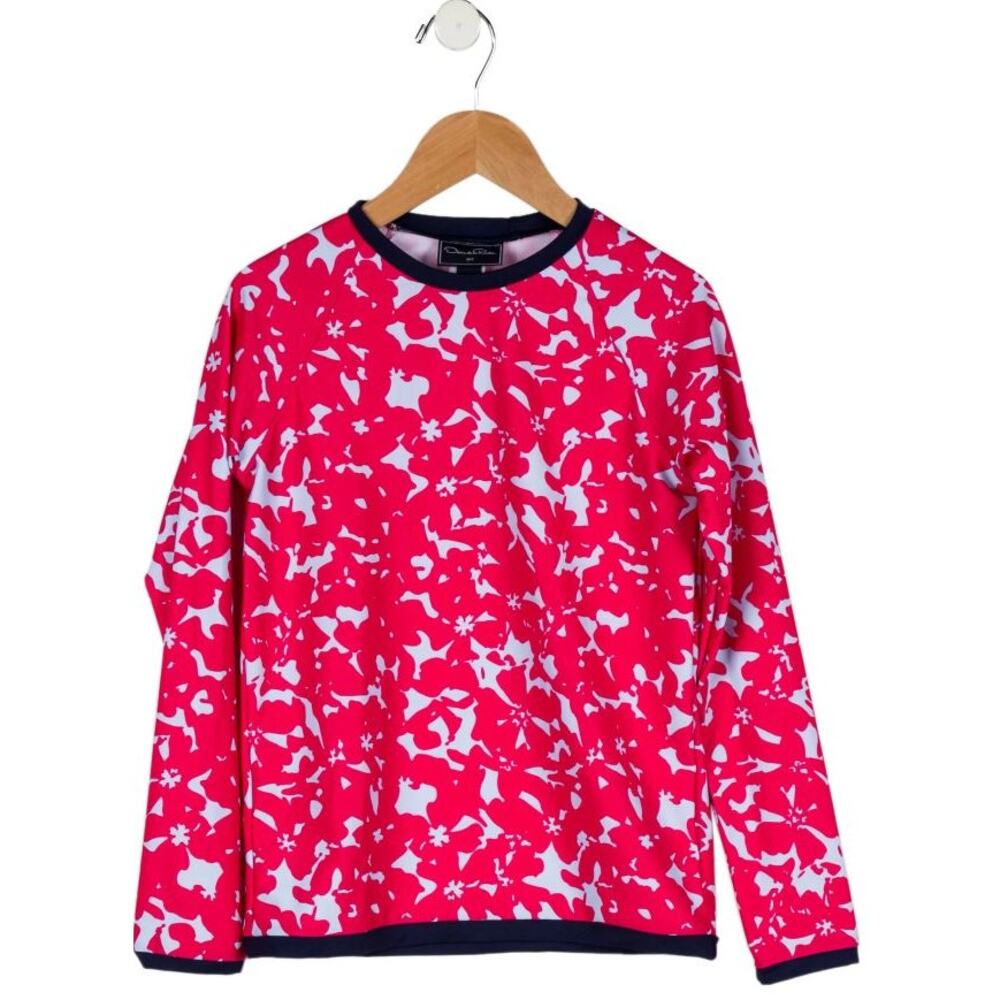Oscar De La Renta Girls' Kids Printed Rashguard Top Age 10 Floral Swim Surf